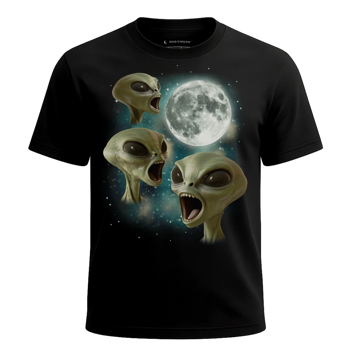 MagicMoon Three Alien Moon - Funny Novelty Shirt, White Elephant Gift, Novelty T-Shirt
