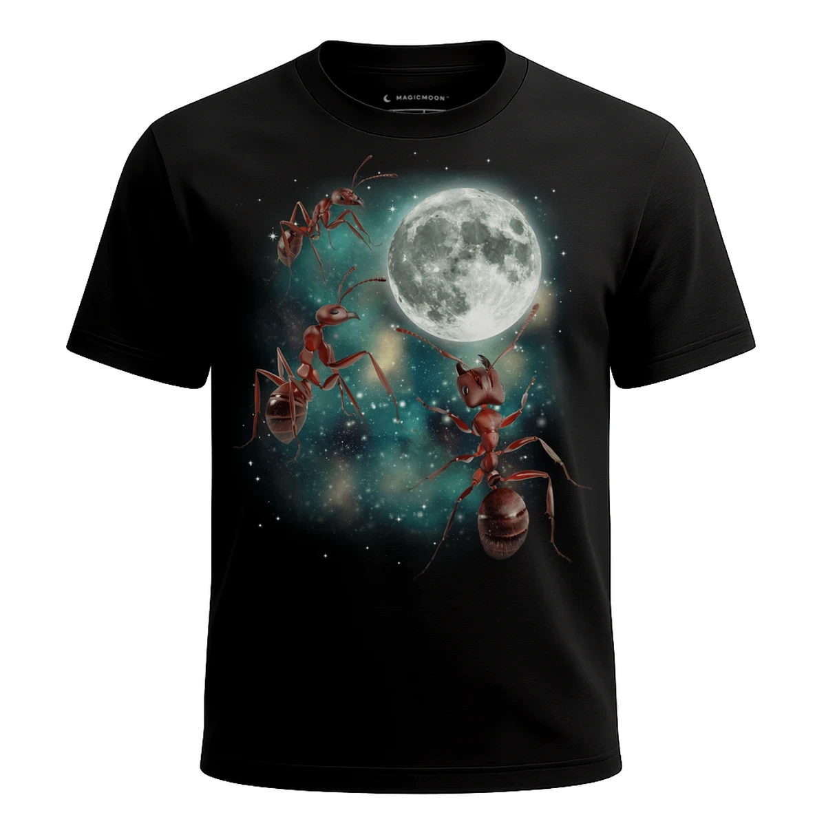 MagicMoon Three Ant Moon - Funny Animal Shirt, White Elephant Gift, Novelty T-Shirt