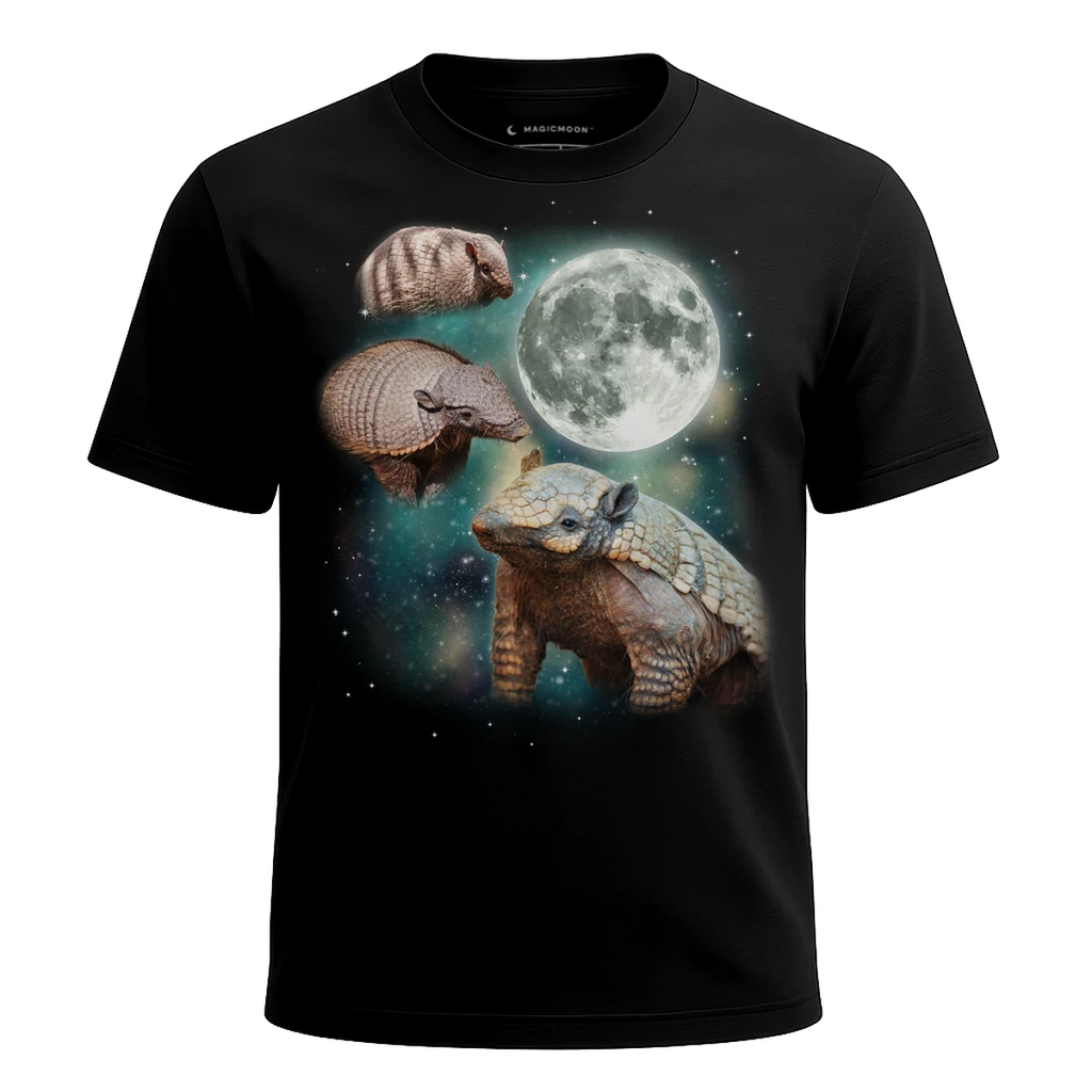 MagicMoon Three Armadillo Moon - Funny Animal Shirt, White Elephant Gift, Novelty T-Shirt
