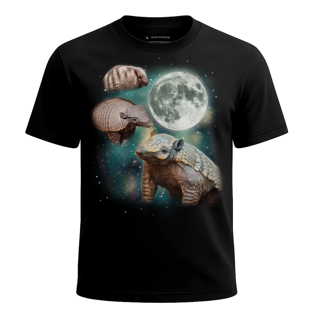 MagicMoon Three Armadillo Moon - Funny Animal Shirt, White Elephant Gift, Novelty T-Shirt