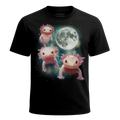 MagicMoon Three Axolotl Moon - Funny Animal Shirt, White Elephant Gift, Novelty T-Shirt