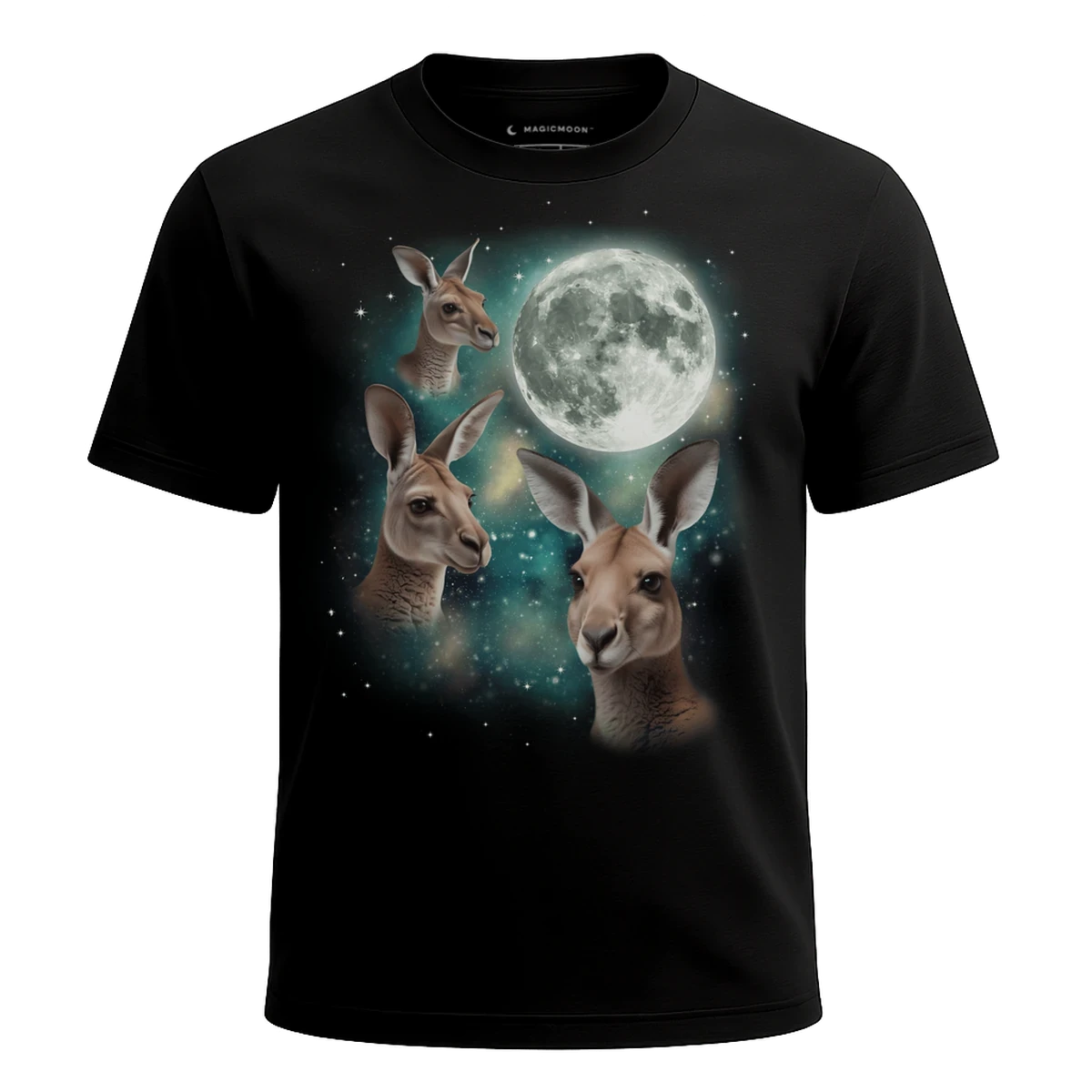 MagicMoon Three Baby Kangaroo Moon - Funny Animal Shirt, White Elephant Gift, Novelty T-Shirt
