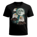 MagicMoon Three Bald Eagle Moon - Funny Animal Shirt, White Elephant Gift, Novelty T-Shirt
