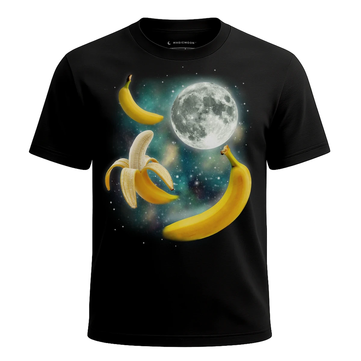 MagicMoon Three Banana Moon - Funny Food Shirt, White Elephant Gift, Novelty T-Shirt