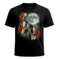 MagicMoon Three Basset Hound 2 Moon - Funny Animal Shirt, White Elephant Gift, Novelty T-Shirt