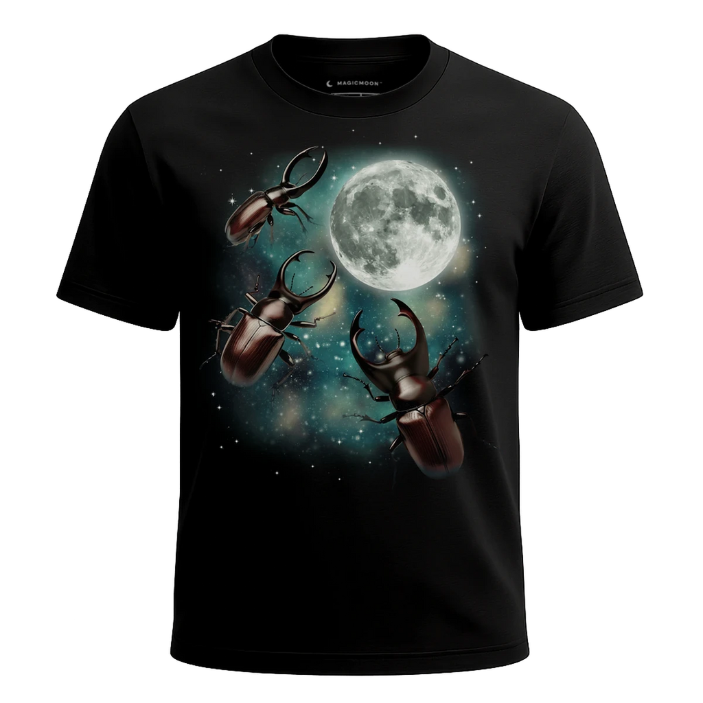 MagicMoon Three Beetle Moon - Funny Animal Shirt, White Elephant Gift, Novelty T-Shirt