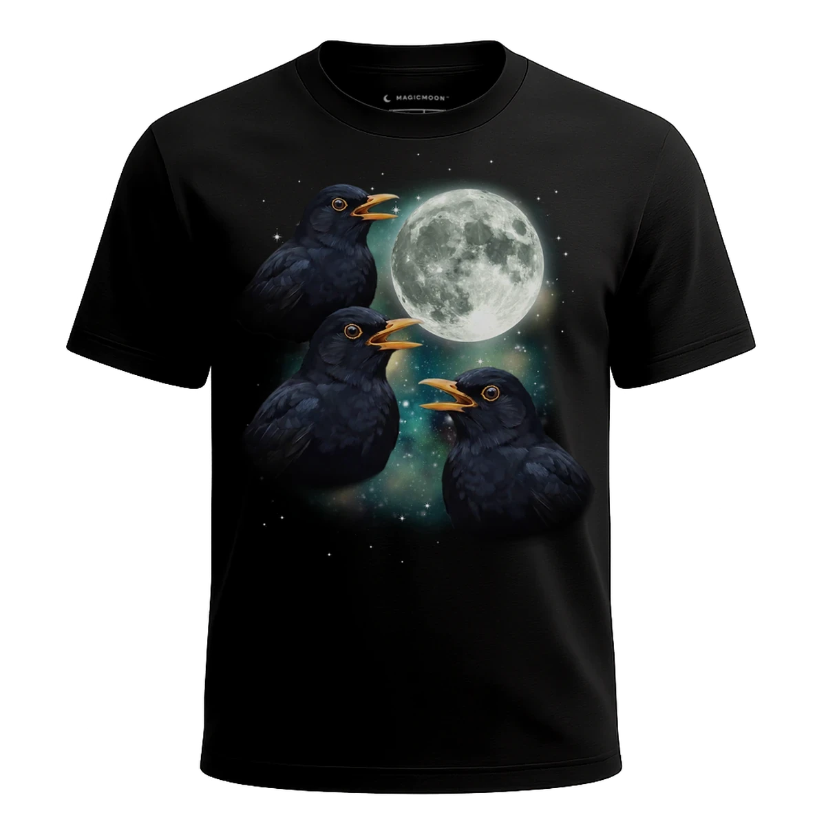 MagicMoon Three Blackbird Moon - Funny Animal Shirt, White Elephant Gift, Novelty T-Shirt