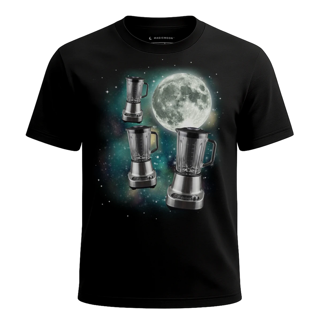 MagicMoon Three Blender Moon - Funny Novelty Shirt, White Elephant Gift, Novelty T-Shirt