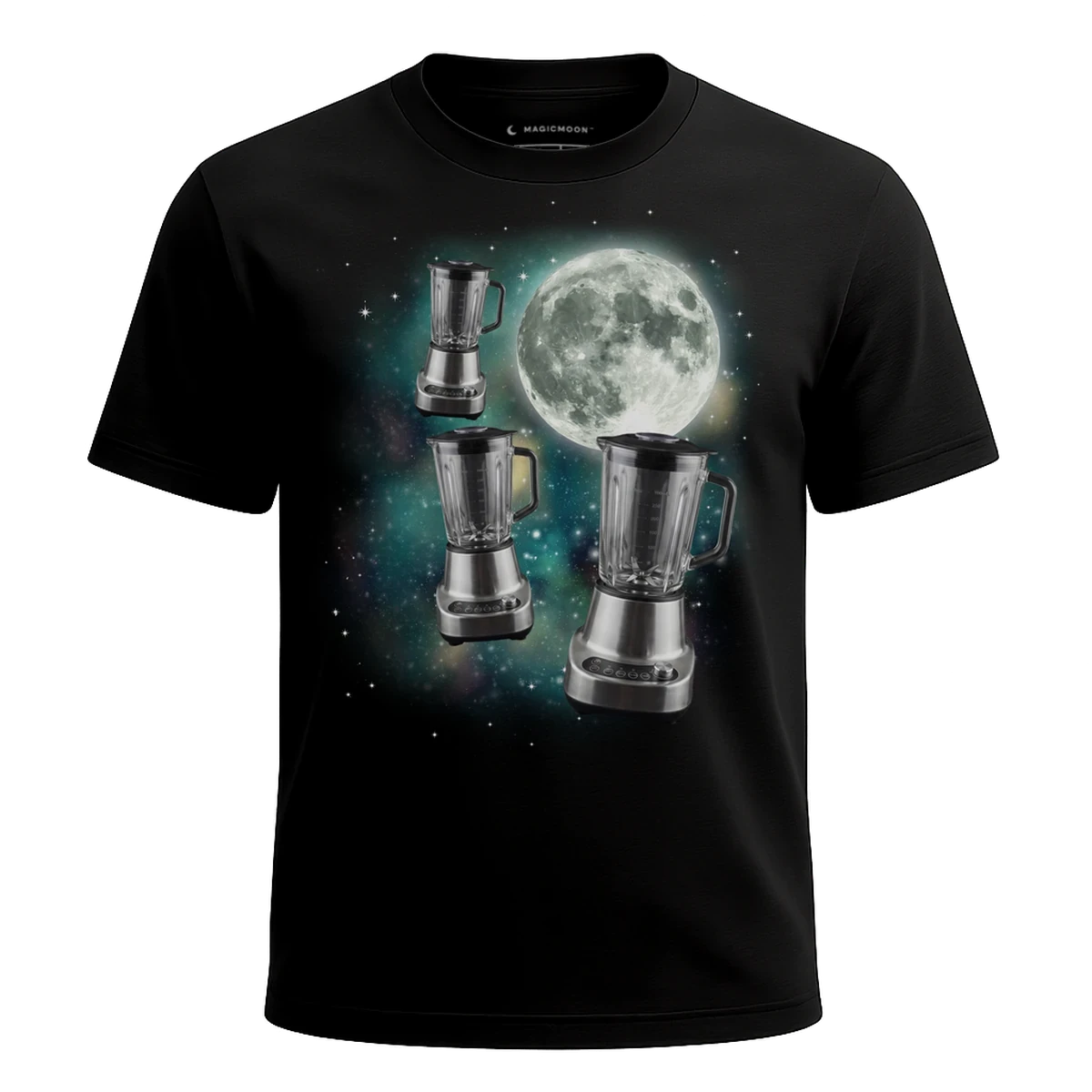 MagicMoon Three Blender Moon - Funny Novelty Shirt, White Elephant Gift, Novelty T-Shirt