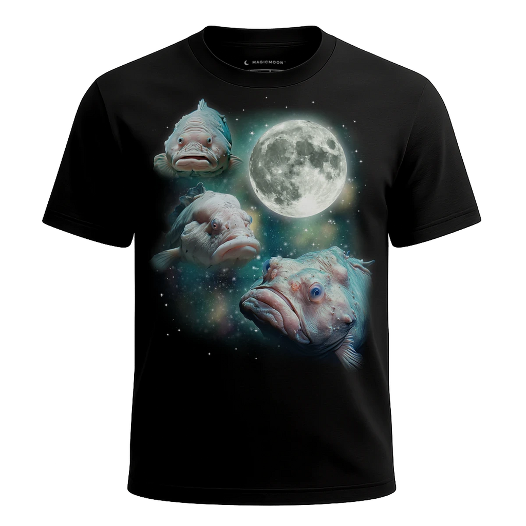MagicMoon Three Blobfish Moon - Funny Animal Shirt, White Elephant Gift, Novelty T-Shirt