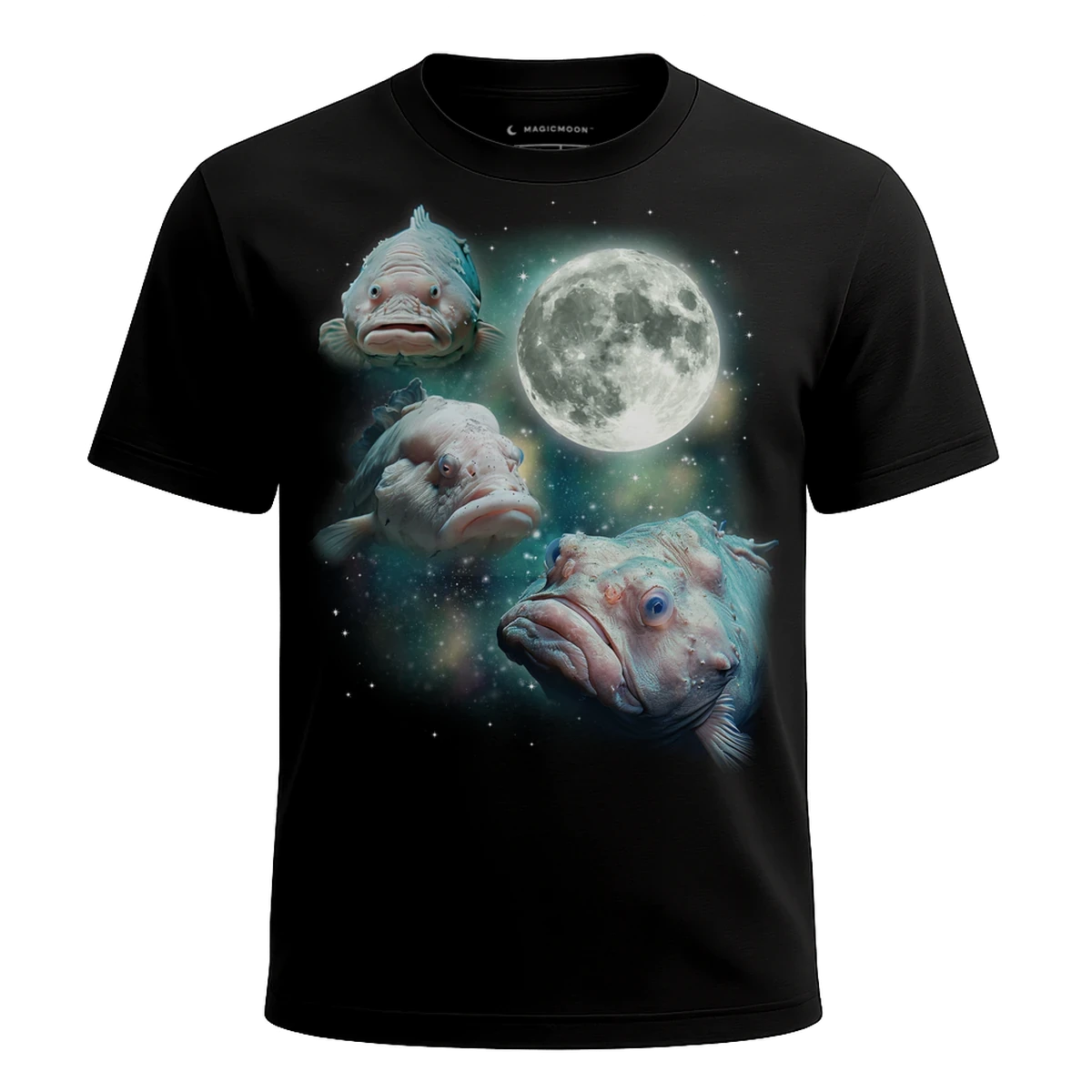 MagicMoon Three Blobfish Moon - Funny Animal Shirt, White Elephant Gift, Novelty T-Shirt