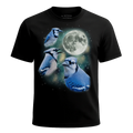 MagicMoon Three Blue Jay Moon - Funny Animal Shirt, White Elephant Gift, Novelty T-Shirt