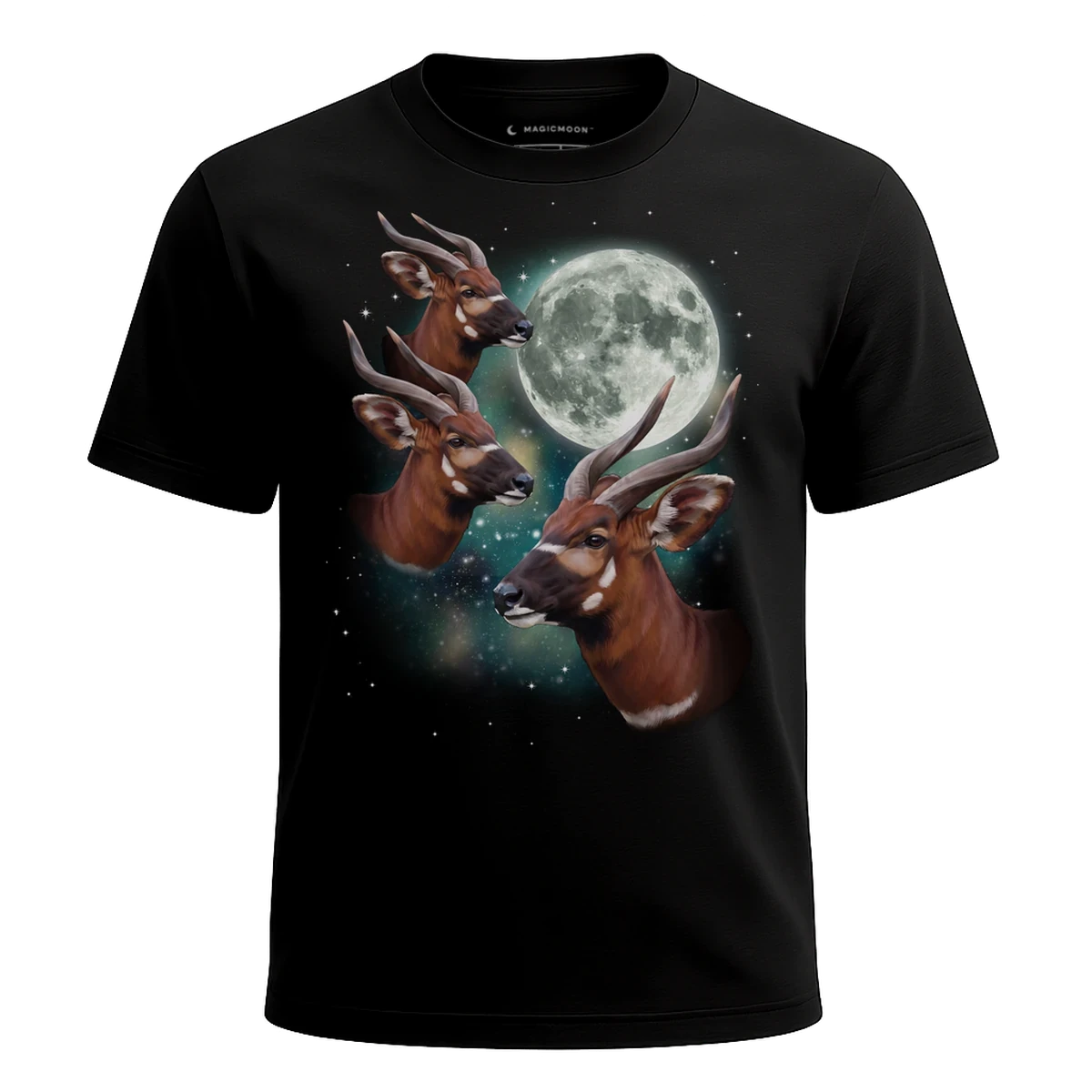 MagicMoon Three Bongo Moon - Funny Animal Shirt, White Elephant Gift, Novelty T-Shirt