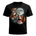 MagicMoon Three Brittany Spaniel Moon - Funny Animal Shirt, White Elephant Gift, Novelty T-Shirt