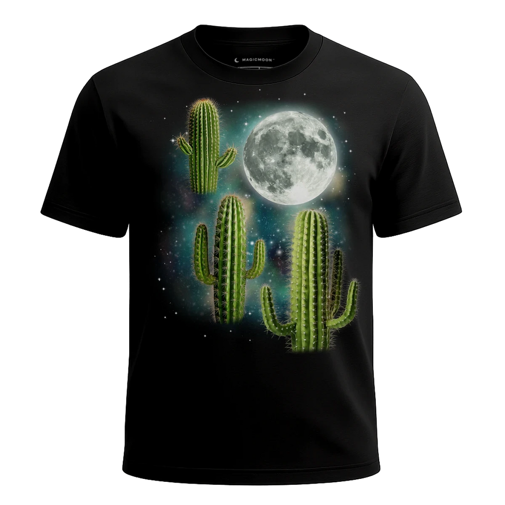 MagicMoon Three Cactus Moon - Funny Novelty Shirt, White Elephant Gift, Novelty T-Shirt