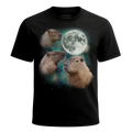 MagicMoon Three Capybara Moon - Funny Animal Shirt, White Elephant Gift, Novelty T-Shirt
