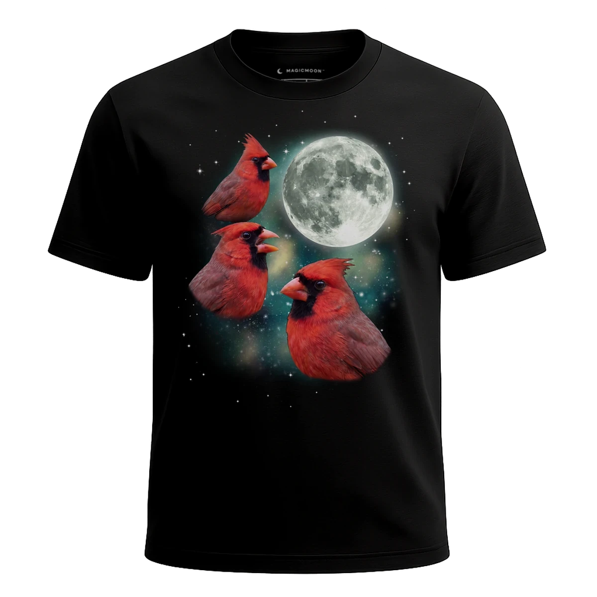 MagicMoon Three Cardinal Moon - Funny Animal Shirt, White Elephant Gift, Novelty T-Shirt