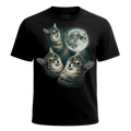 MagicMoon Three Cat Moon - Funny Animal Shirt, White Elephant Gift, Novelty T-Shirt