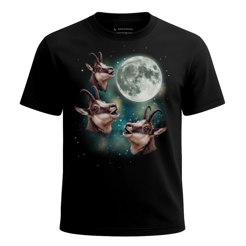 MagicMoon Three Chamois Moon - Funny Animal Shirt, White Elephant Gift, Novelty T-Shirt