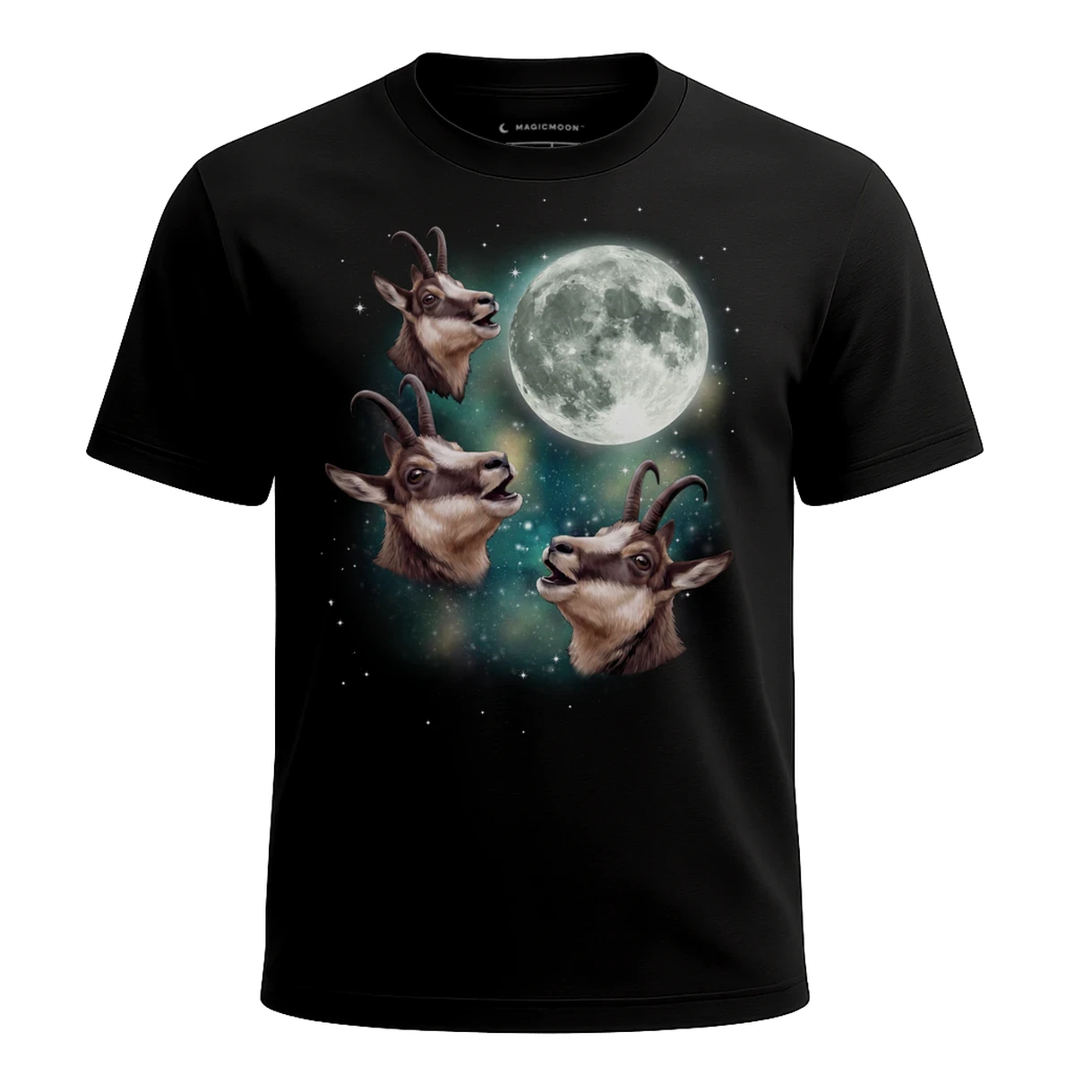 MagicMoon Three Chamois Moon - Funny Animal Shirt, White Elephant Gift, Novelty T-Shirt