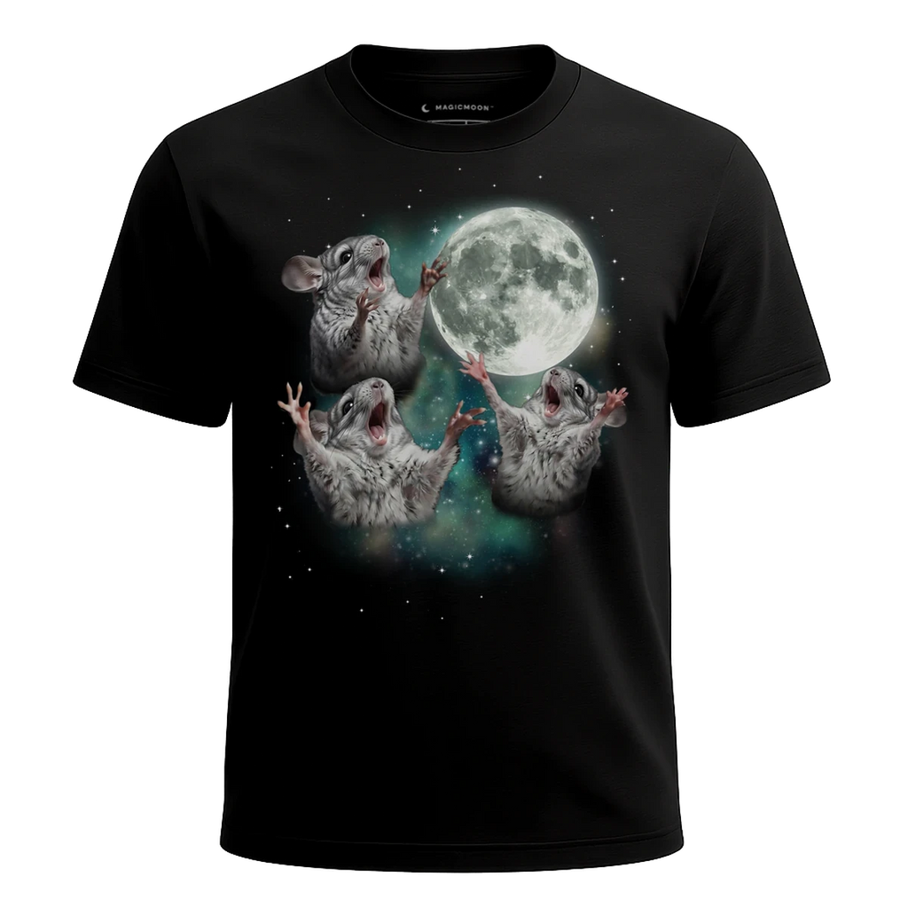 MagicMoon Three Chinchilla Moon - Funny Animal Shirt, White Elephant Gift, Novelty T-Shirt