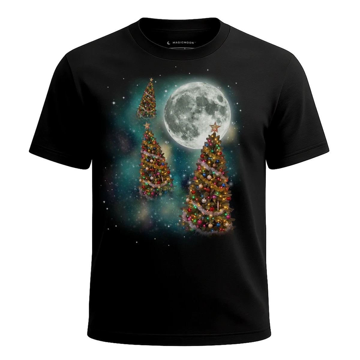 MagicMoon Three Christmas Tree Moon - Christmas Gift Shirt, White Elephant Gift, Novelty T-Shirt