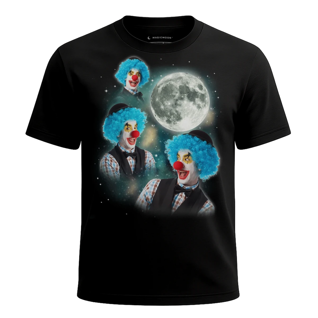 MagicMoon Three Clown Moon - Halloween Costume Shirt, White Elephant Gift, Novelty T-Shirt
