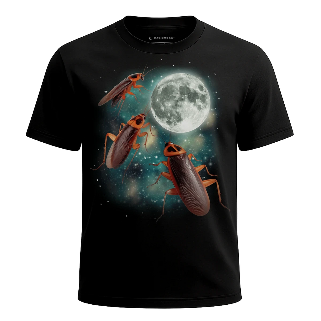 MagicMoon Three Cockroach Moon - Funny Animal Shirt, White Elephant Gift, Novelty T-Shirt