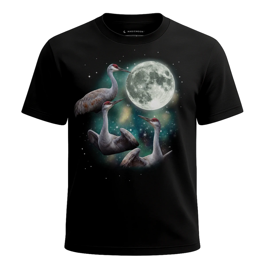 MagicMoon Three Crane Moon - Funny Animal Shirt, White Elephant Gift, Novelty T-Shirt