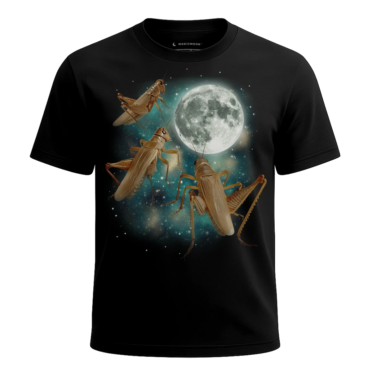 MagicMoon Three Cricket Moon - Funny Animal Shirt, White Elephant Gift, Novelty T-Shirt