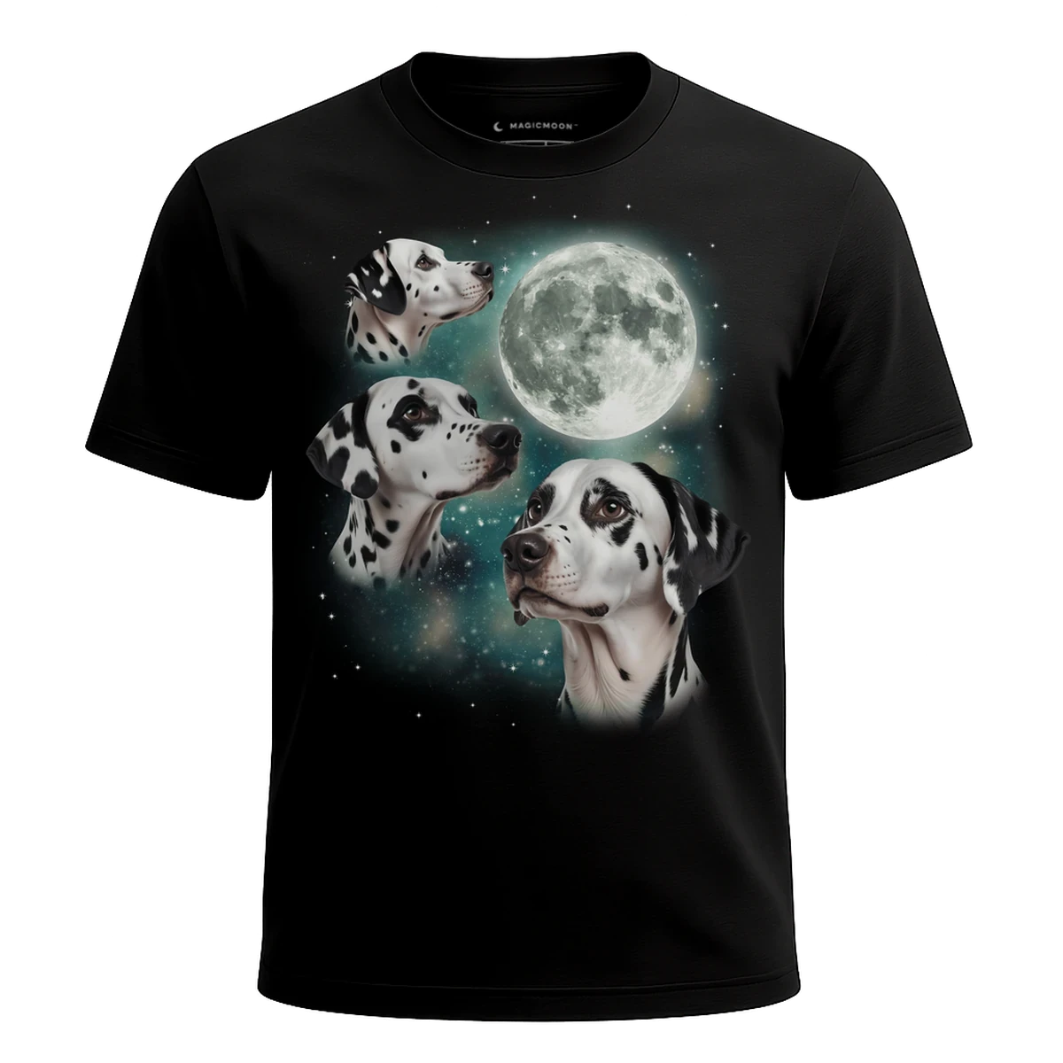MagicMoon Three Dalmatian Moon - Funny Animal Shirt, White Elephant Gift, Novelty T-Shirt