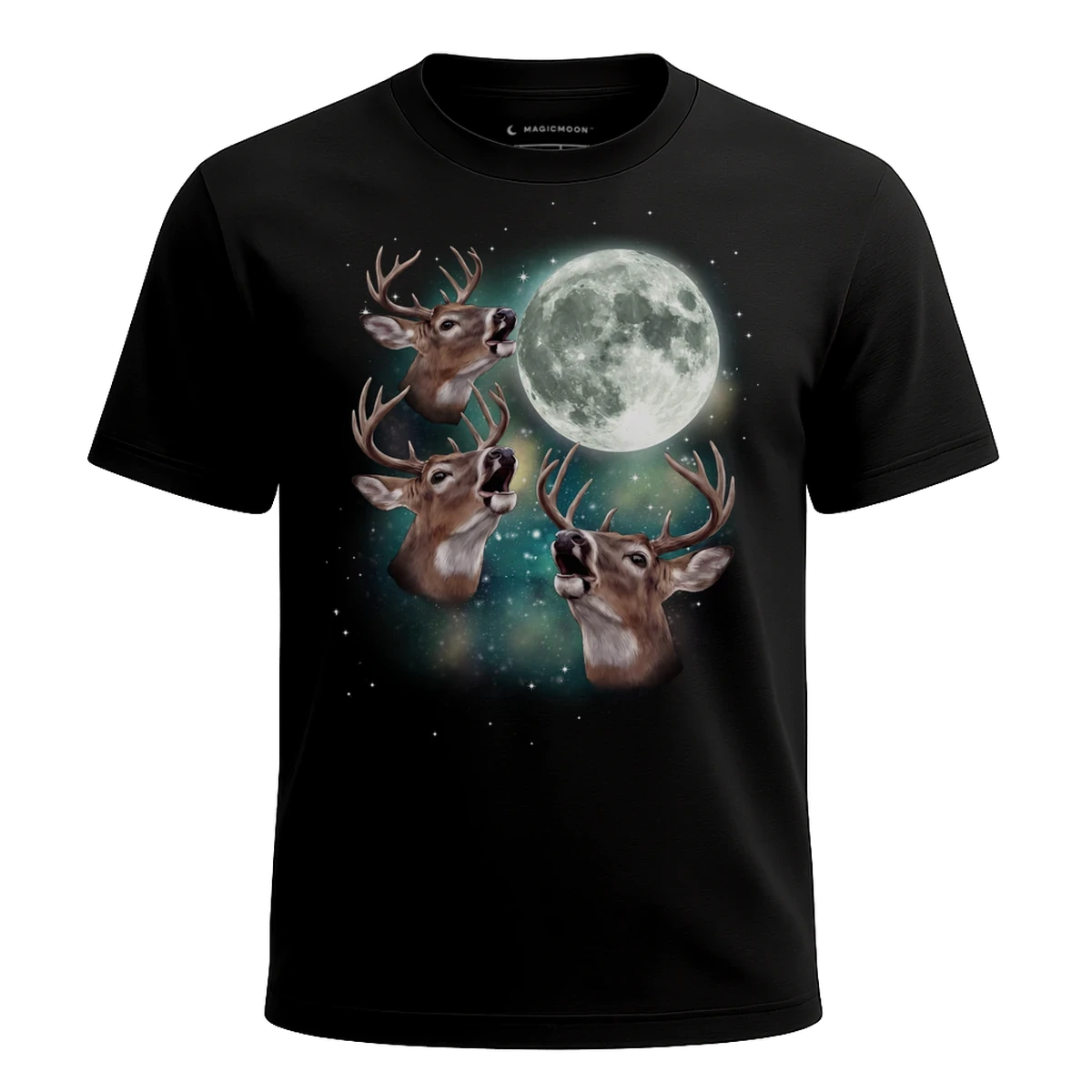 MagicMoon Three Deer Moon - Funny Animal Shirt, White Elephant Gift, Novelty T-Shirt