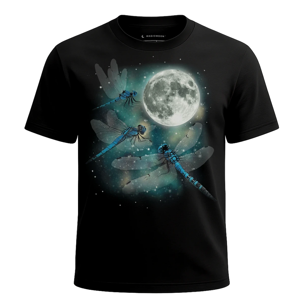 MagicMoon Three Dragonfly Moon - Funny Animal Shirt, White Elephant Gift, Novelty T-Shirt