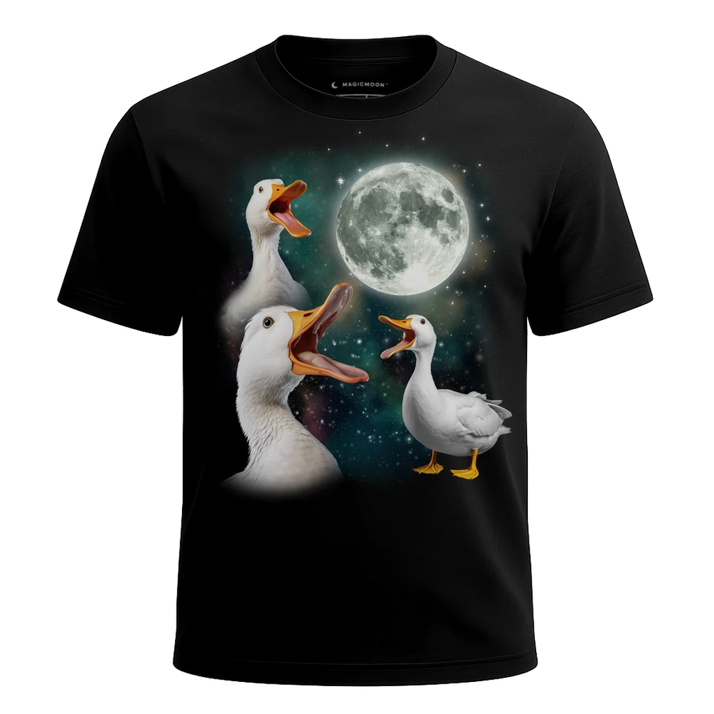 MagicMoon Three Duck Moon - Funny Animal Shirt, White Elephant Gift, Novelty T-Shirt
