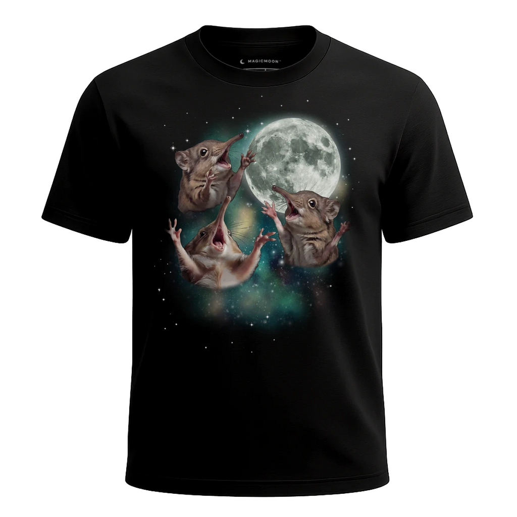 MagicMoon Three Elephant Shrew Moon - Funny Animal Shirt, White Elephant Gift, Novelty T-Shirt