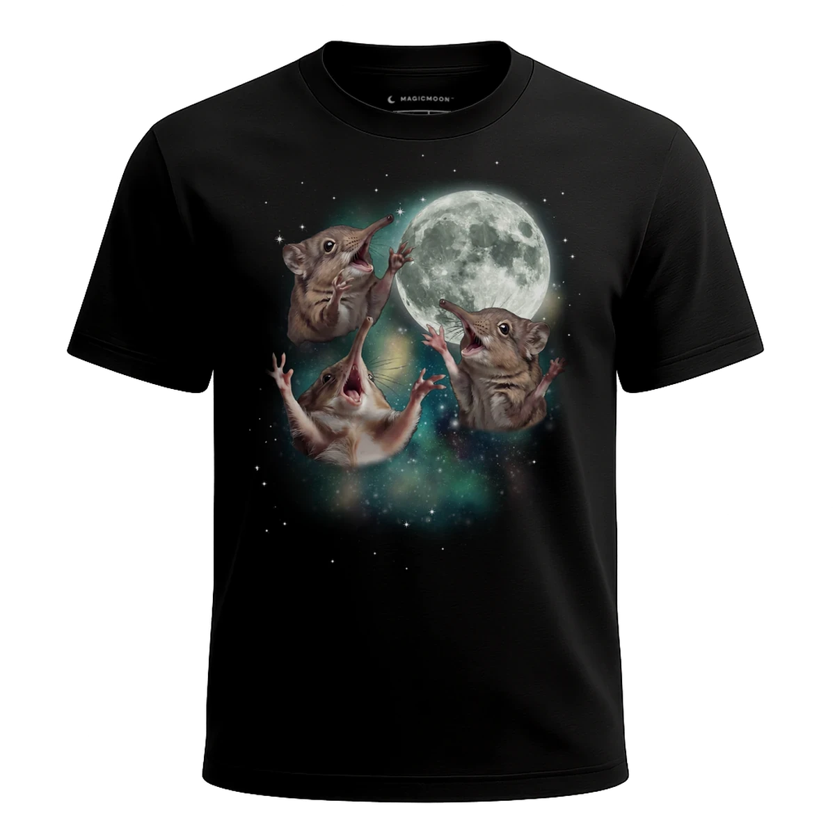 MagicMoon Three Elephant Shrew Moon - Funny Animal Shirt, White Elephant Gift, Novelty T-Shirt
