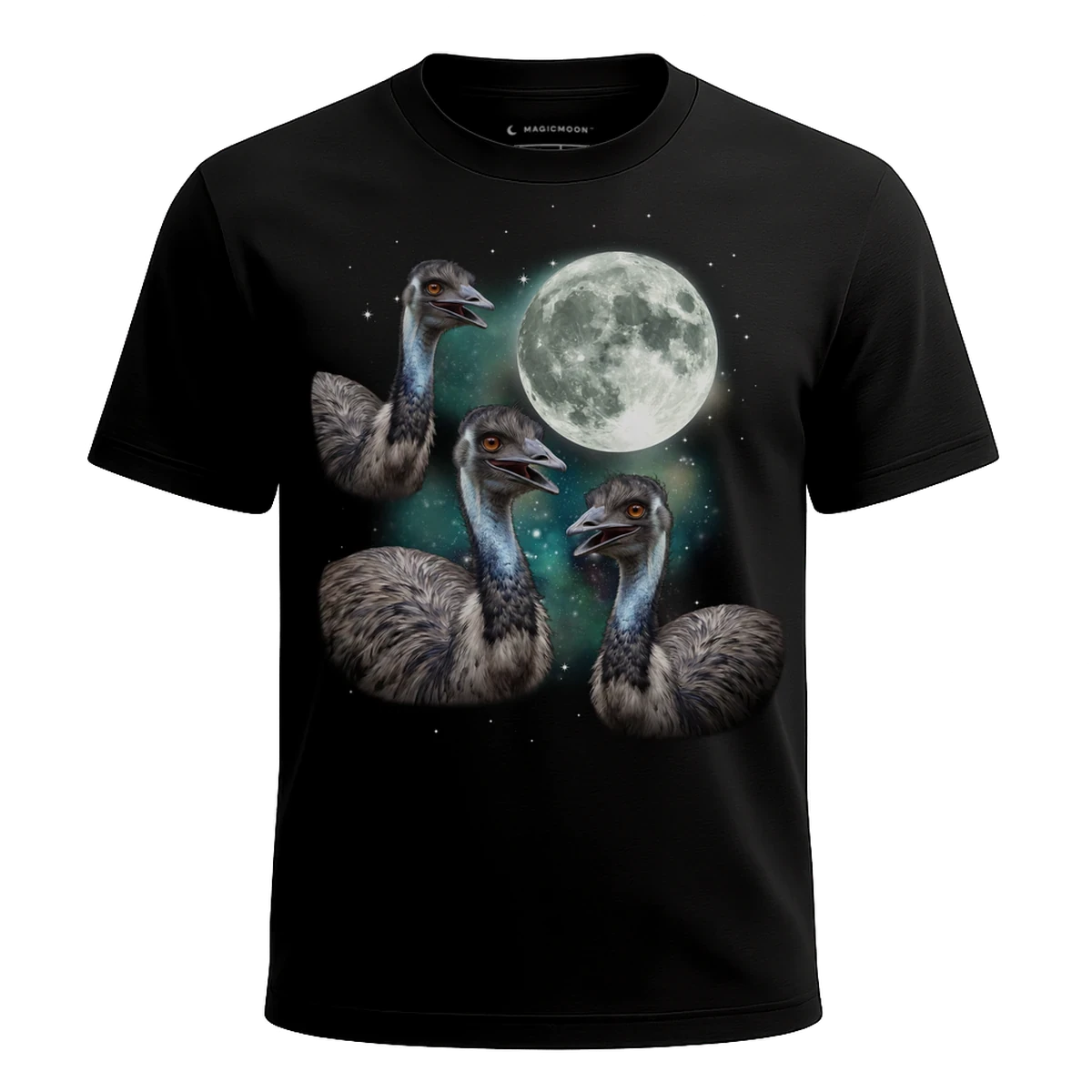 MagicMoon Three Emu Moon - Funny Animal Shirt, White Elephant Gift, Novelty T-Shirt