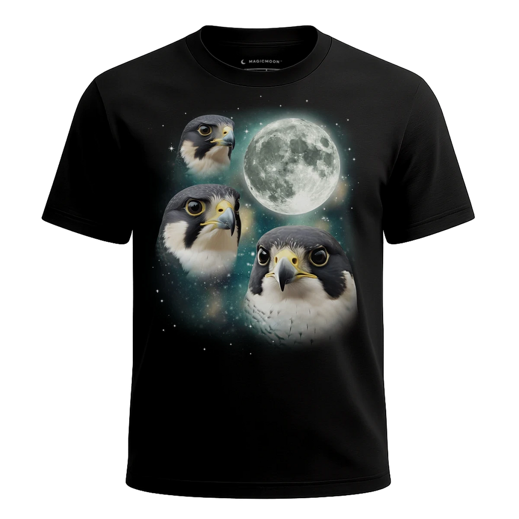 MagicMoon Three Falcon Moon - Funny Animal Shirt, White Elephant Gift, Novelty T-Shirt