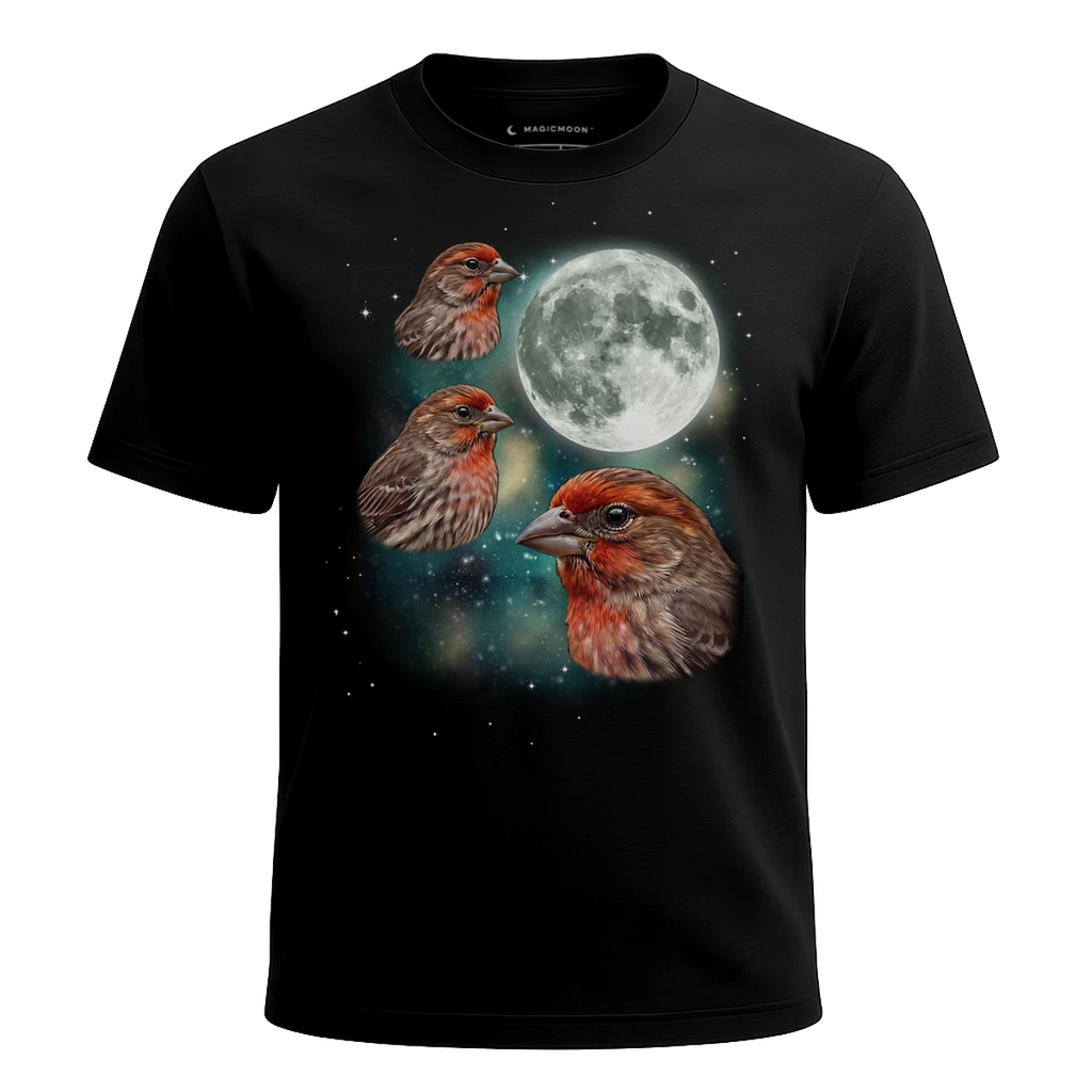 MagicMoon Three Finch Moon - Funny Animal Shirt, White Elephant Gift, Novelty T-Shirt