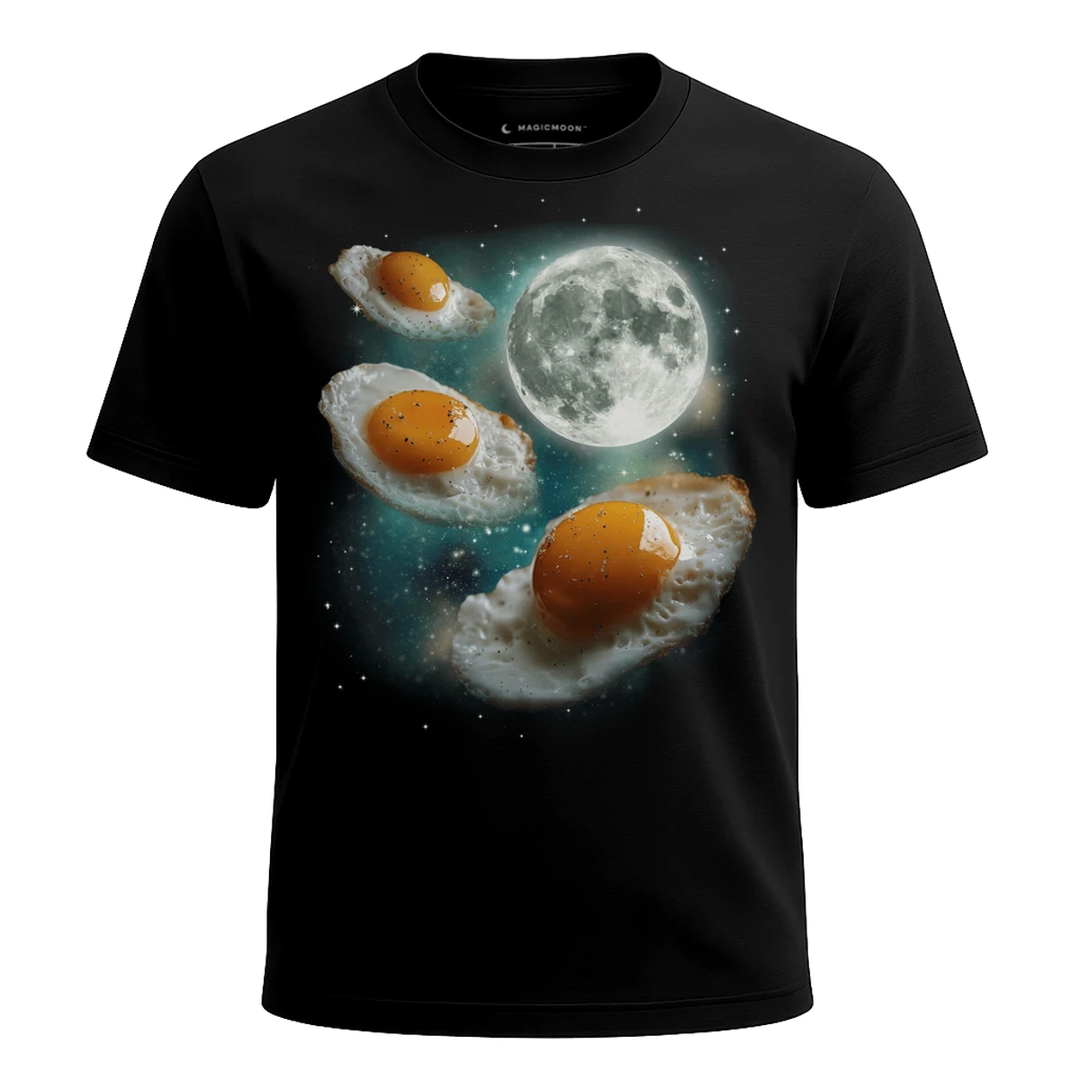 MagicMoon Three Fried Eggs Moon - Funny Food Shirt, White Elephant Gift, Novelty T-Shirt