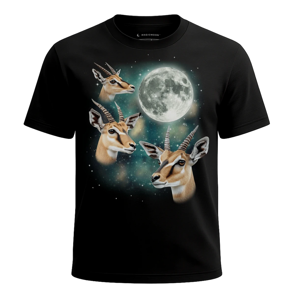 MagicMoon Three Gazelle Moon - Funny Animal Shirt, White Elephant Gift, Novelty T-Shirt