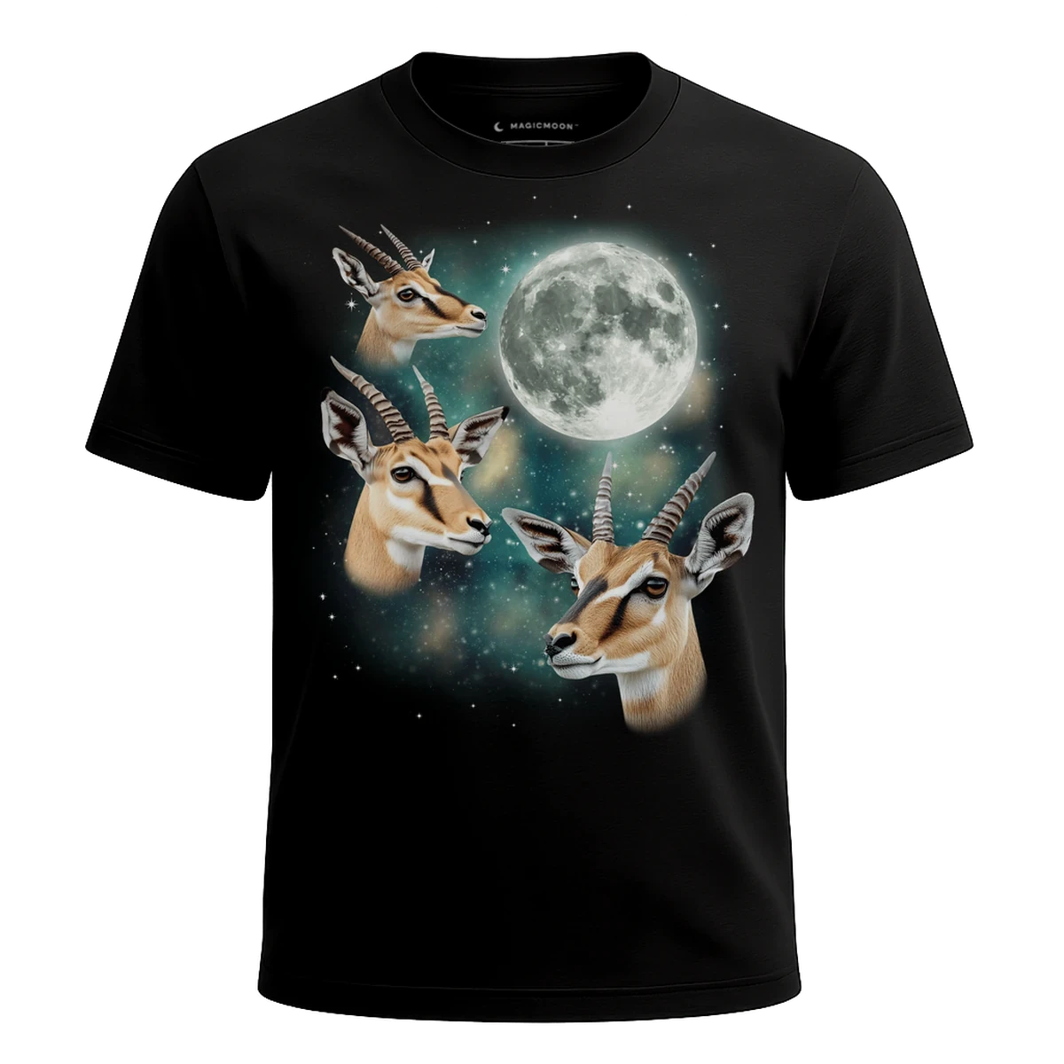 MagicMoon Three Gazelle Moon - Funny Animal Shirt, White Elephant Gift, Novelty T-Shirt