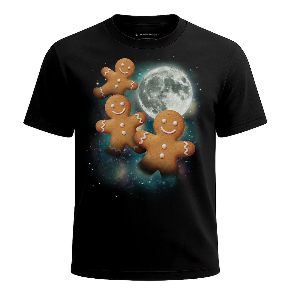 MagicMoon Three Gingerbread Men Moon - Christmas Gift Shirt, White Elephant Gift, Novelty T-Shirt