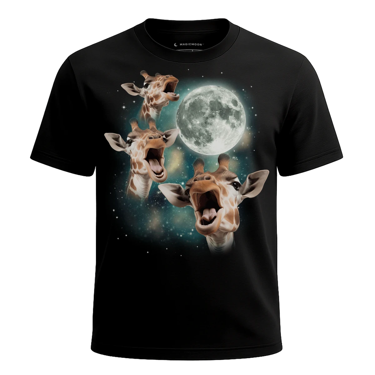 MagicMoon Three Giraffe Moon - Funny Animal Shirt, White Elephant Gift, Novelty T-Shirt