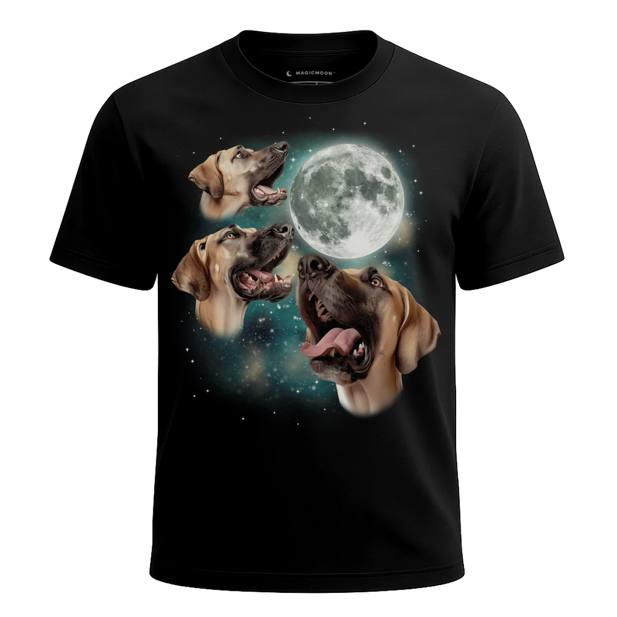 MagicMoon Three Great Dane Moon - Funny Animal Shirt, White Elephant Gift, Novelty T-Shirt