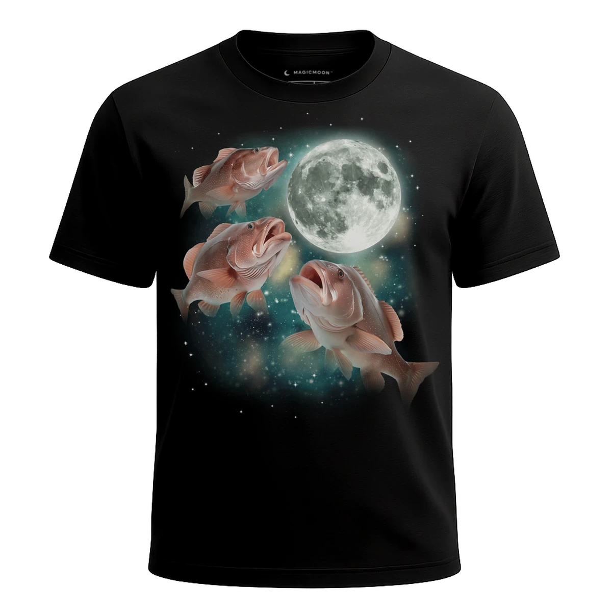 MagicMoon Three Grouper Moon - Funny Animal Shirt, White Elephant Gift, Novelty T-Shirt