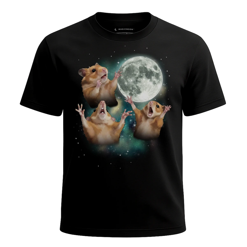MagicMoon Three Hamster Moon - Funny Animal Shirt, White Elephant Gift, Novelty T-Shirt