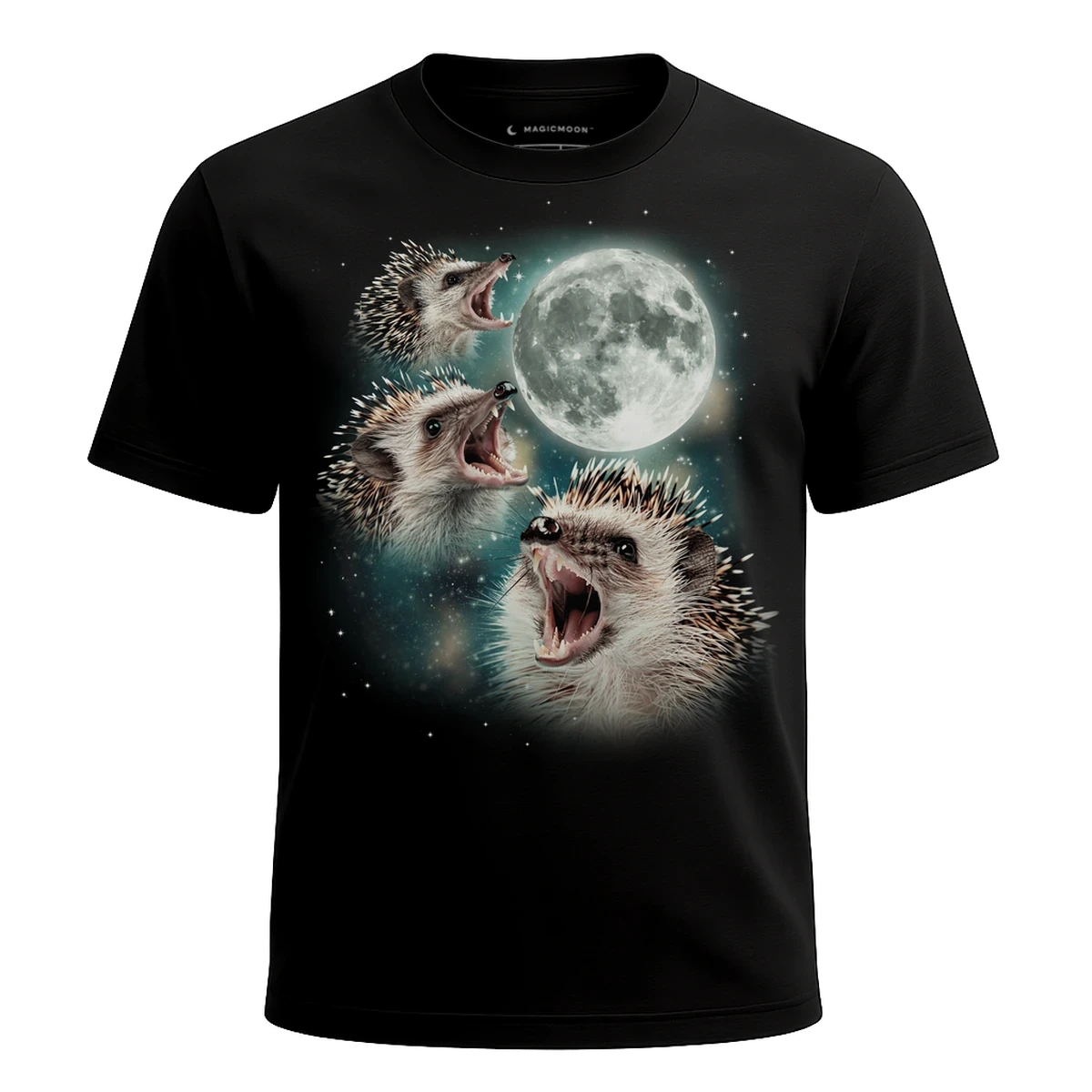 MagicMoon Three Hedgehog Moon - Funny Animal Shirt, White Elephant Gift, Novelty T-Shirt