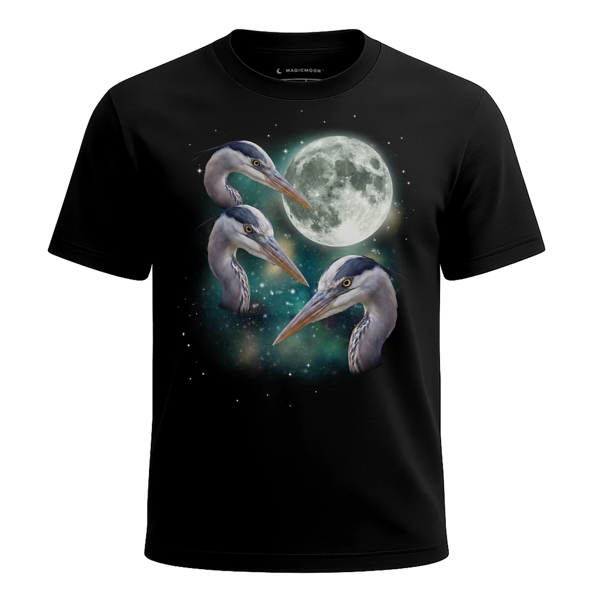 MagicMoon Three Heron Moon - Funny Animal Shirt, White Elephant Gift, Novelty T-Shirt