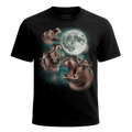 MagicMoon Three Hippopotamus Moon - Funny Animal Shirt, White Elephant Gift, Novelty T-Shirt